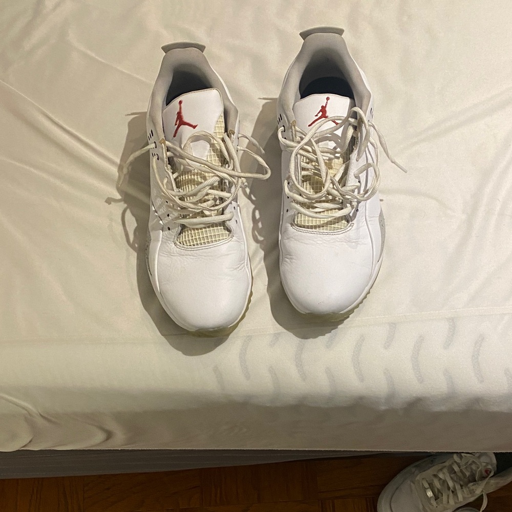 Jordan Men's White Golf Shoes with Red Logo